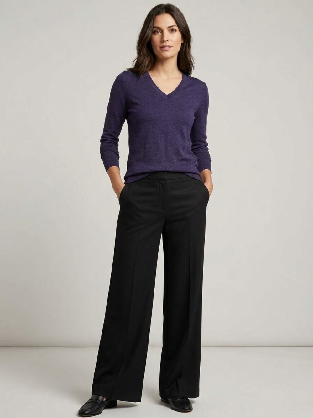Banana Republic Superfine Merino Wool V-Neck Sweater Long Sleeve Pullover Knit